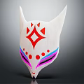 White Mask With Red Diamond Pattern Red Dots And Blue Pink Lines Decorative Design