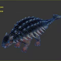 Detailed Ankylosaurus Dinosaur 3D Model With Spiked Back And Red Limbs