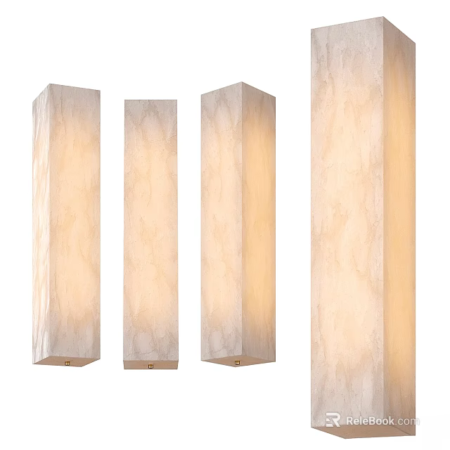 Modern Long Rectangular Wall Lamps With Cream Textured Surface For Indoor Use 3d model 