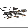 Mechanical Equipment Set With Metal Components Tool Accessories And Handle Grips