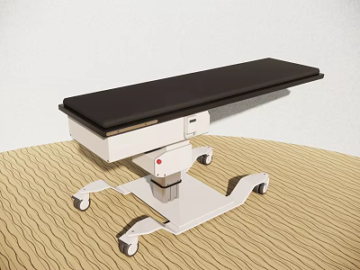 Medical Equipment Surgical Operating Table with Black Tabletop White Base and Mobile Wheels for Medical Facilities 3d model