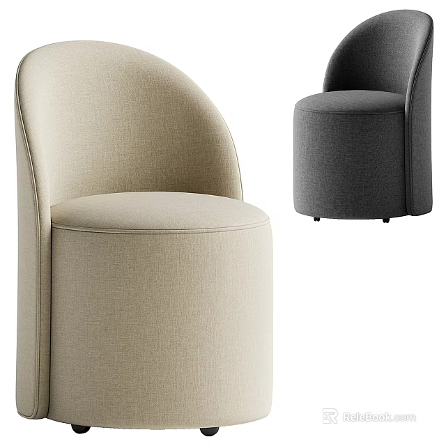 Beige and Dark Gray Single Sofa with Modern Curved Backrest Design 3d model 