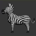 Cartoon Zebra With Black And White Stripes And Blue Eyes Standing On Shiny Surface