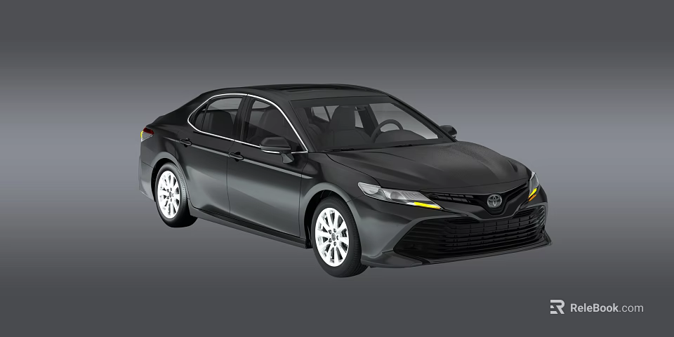 Black Toyota Camry Sedan Featuring Sleek Exterior Design And Modern Headlights 3d model 