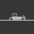 Mechanical Metal Components 3D Model on Gray Platform With Holes and Curved Structure