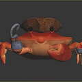 Red Crab Toy Character Wearing Pirate Hat And Silver Hook Decoration Design