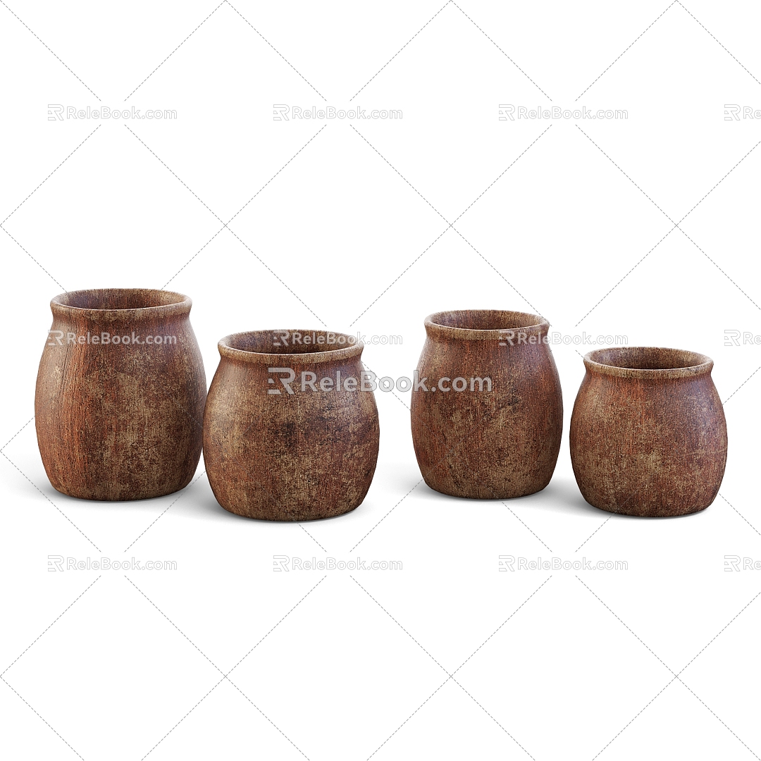 Pottery Pot Mud Pot Flower Pot Pot 3d model