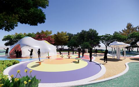 Modern Amusement Park Clouds Children Facilities 3d model