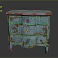 Vintage Blue Three Drawer Chest With Distressed Paint And Rustic Design 3d model