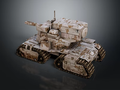 Detailed Camouflage Tank With Armored Turret Long Cannon And Tracks 3d model