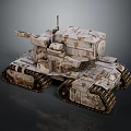 Detailed Camouflage Tank With Armored Turret Long Cannon And Tracks