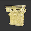 White Stone Classical Architectural Capital with Intricate Carved Foliage and Volute Details