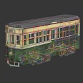 Classic Green and Cream Tram Featuring Roof Windows and Number 378