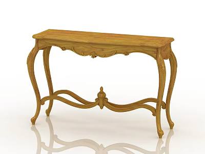 Elegant Classic Wooden Console Table With Carved Details And Curved Legs Design 3d model