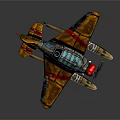 Cosmic Themed Vintage Biplane Model With Brown Red Wings Blue Cockpit And Yellow Transparent Propeller