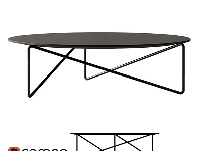 Round Black Dining Table With Modern Metal Frame And Minimalist Design 3d model
