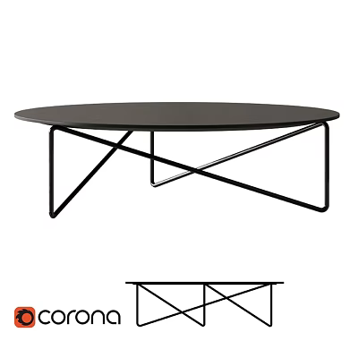 Round Black Dining Table With Modern Metal Frame And Minimalist Design 3d model