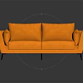 Modern Orange Sofa With Black Legs Smooth Surface And Reflection Design