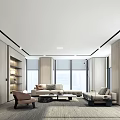 Modern Office Interior Design With Executive Desk Comfortable Chairs Sofa And Large Windows