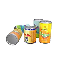 Canned Beverages Including Orange Juice Energy Drink And Coconut Flavored Drinks With Colorful Cans