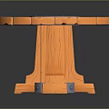 Orange Round Wooden Table With Blue Center And Carved Legs Design
