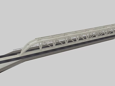 Modern Steel Bridge With Curved Arch Design And Supporting Frame Structure 3d model