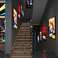 Modern Arcade Playground Interior With Neon Lights Colorful Lighting And Gaming Machines