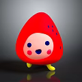 Cute Red Strawberry Shaped Cartoon Character With Yellow Feet Facial Expression And Purple Spots