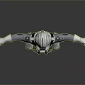 Futuristic Game Movie Character In Gray And White Uniform With Helmet And Arms Outstretched Pose