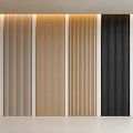 Elegant Modern Wooden Striped Background Wall With Vertical Panels And Various Color Tones