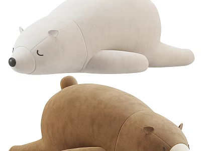 Cute Plush Bear Dolls In Lying Positions With Different Colors 3d model