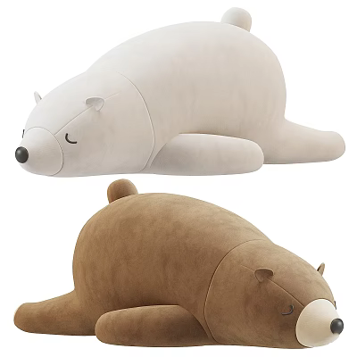 Cute Plush Bear Dolls In Lying Positions With Different Colors 3d model