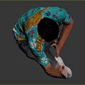 A Man In Green Printed T Shirt Gray Shorts White Sneakers Striking Dynamic Pose