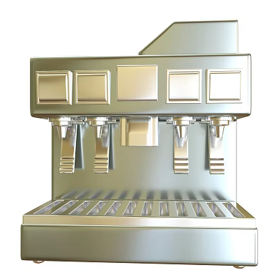 Silver Beverage Dispenser With Multiple Spouts And Drip Tray For Drinks Service 3d model
