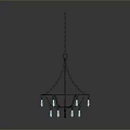 Elegant Modern Hanging Chandelier With Chain And Illuminated Light Bulbs