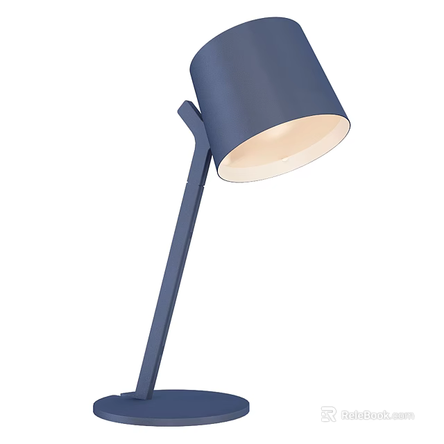 Modern Blue Table Lamp with Cylindrical Shade and Slim Metal Stand 3d model 