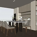 Modern Restaurant Dining Table and Chair Island Table Island Table 3d model