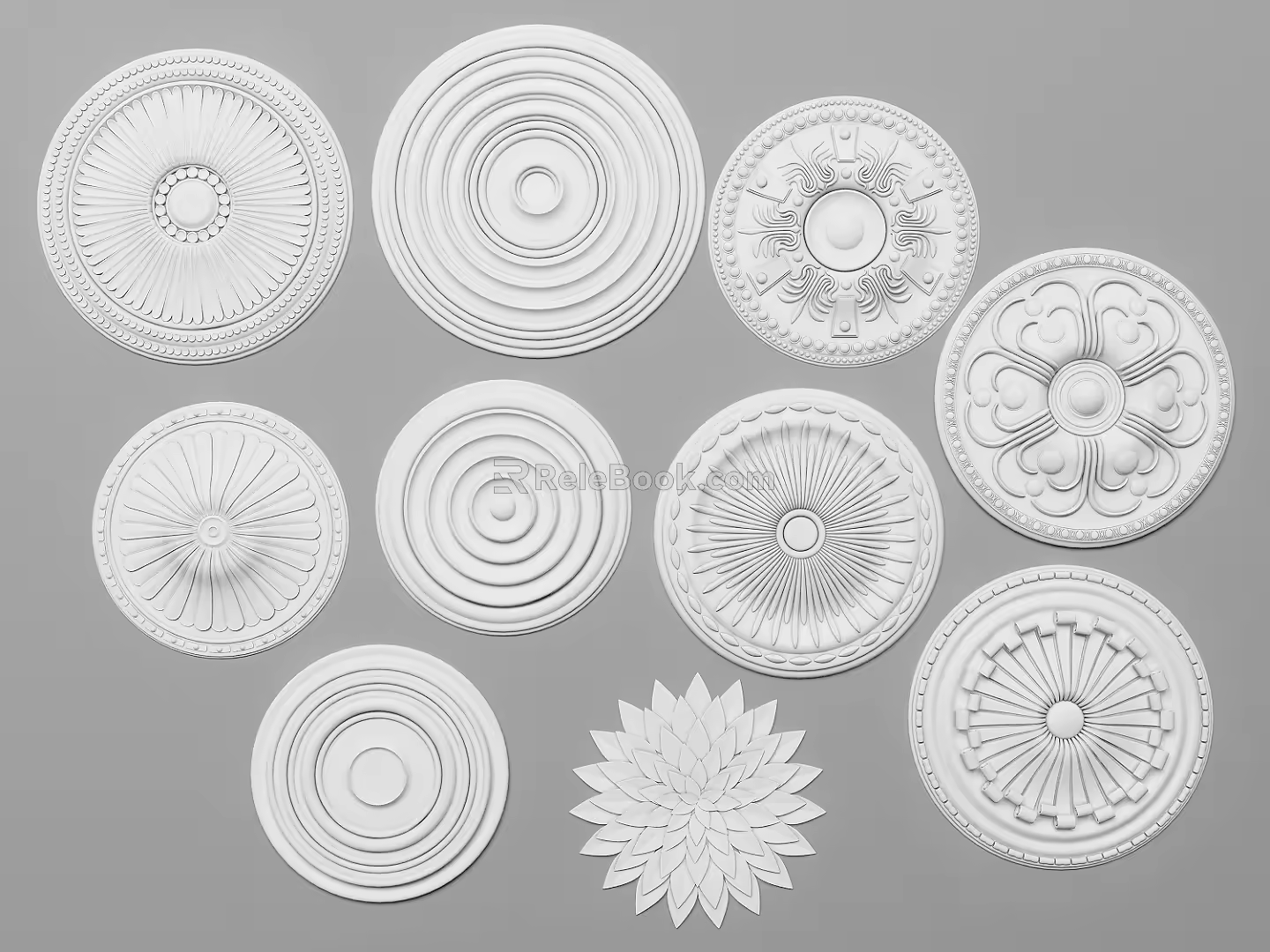 European lamp panel component 3d model