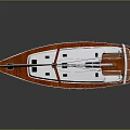 Detailed Sailboat Model As Water Transport With White Sails Red Mast And Shiny Hull Design