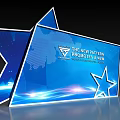 Blue Star Shaped Background Wall With Modern Glowing Design Elements 3d model