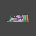Playful Colorful Alphabet Letters With Purple Cat Toy On Checkerboard Floor