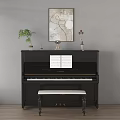Artistic Interior With Black Piano Wall Painting Sculpture Sheet Music And Art Decor