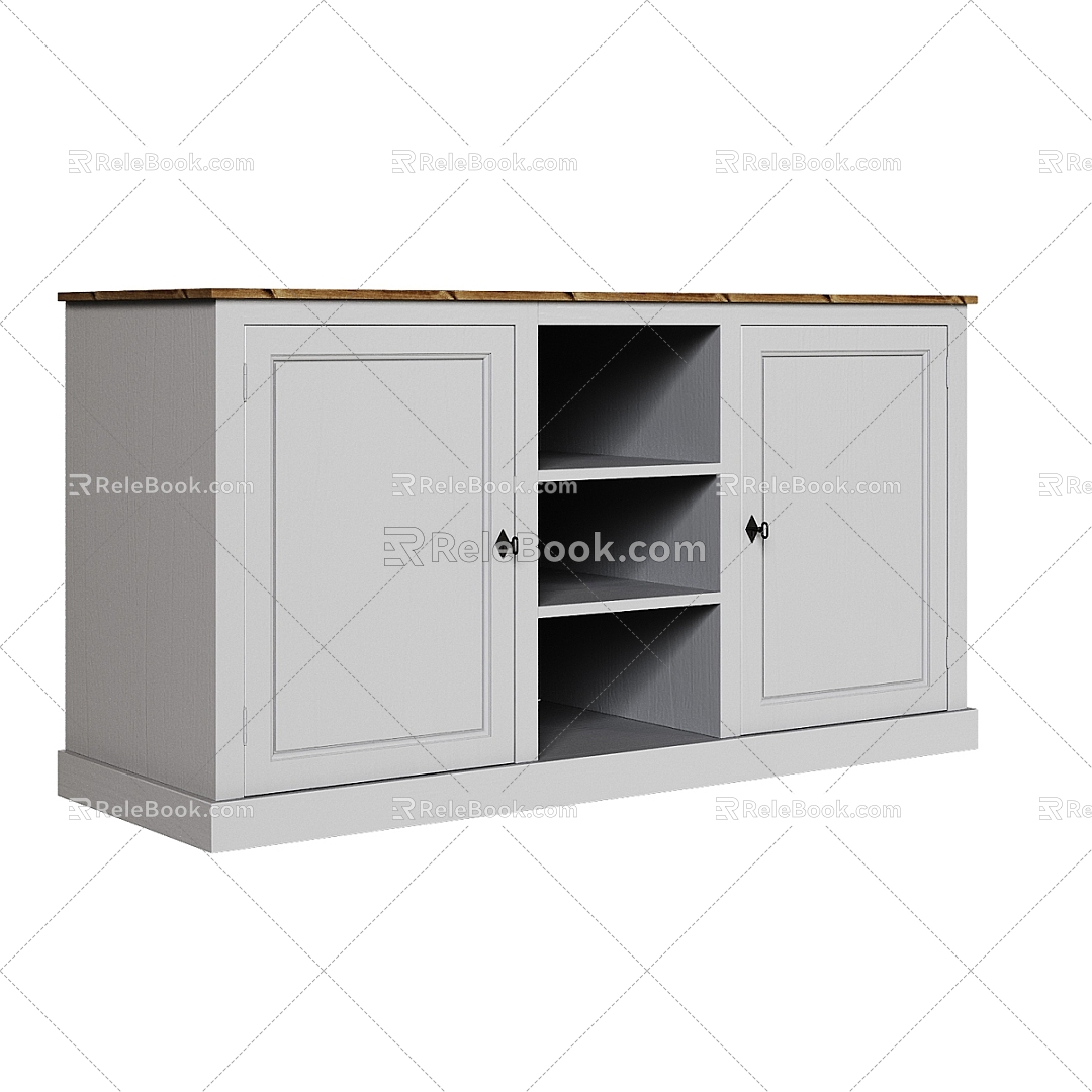 Nordic Simple Sideboard Sideboard Decorative Cabinet Side Cabinet Wooden Side Cabinet 3d model