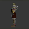 Game Movie Character In Viking Style Armour With Gold Red And Silver Details