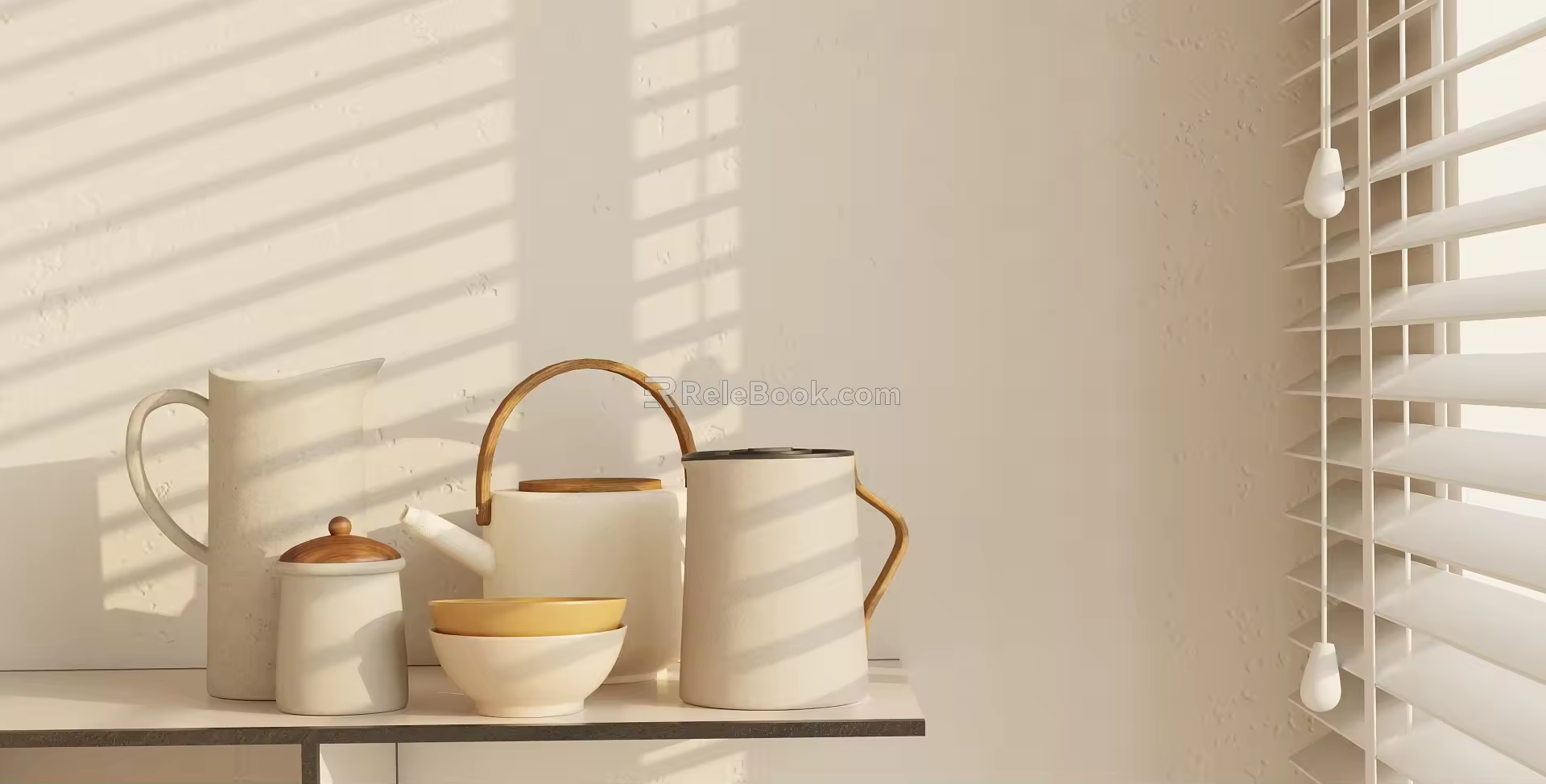 Modern tea set ornaments combination 3d model