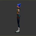 Cute Child Character With Blue Hair Yellow Top And Open Arms Pose