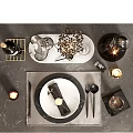 Elegant Dinnerware Set With Wine Glasses Plates Cutlery Marble Tray On Modern Dining Table