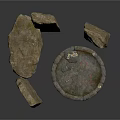 Ancient Stone Megalith Arrangement With Circular Platform And Small Architectural Components 3d model