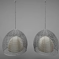 Modern Pendant Lights with Wire Cage Design and White Shade for Contemporary Interior