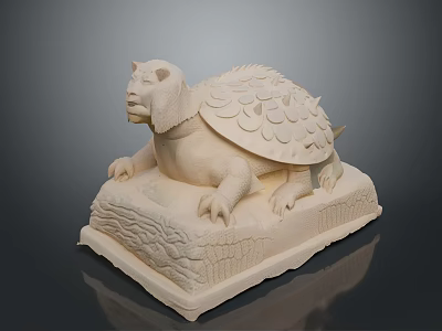 Decorative Turtle Sculpture With Detailed Scales And Carved Base For Home Decor 3d model